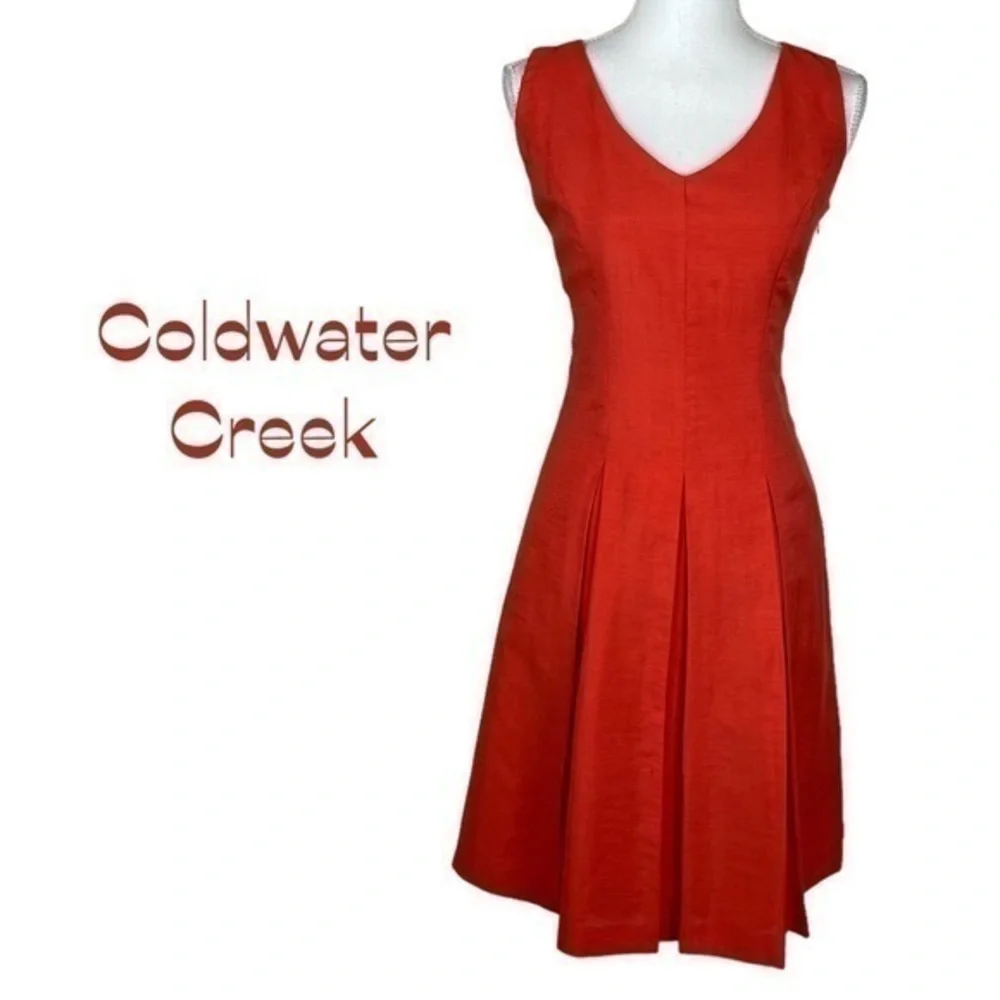 Coldwater Creek Tangerine Orange Paneled Office To Date Night Dress NWOT